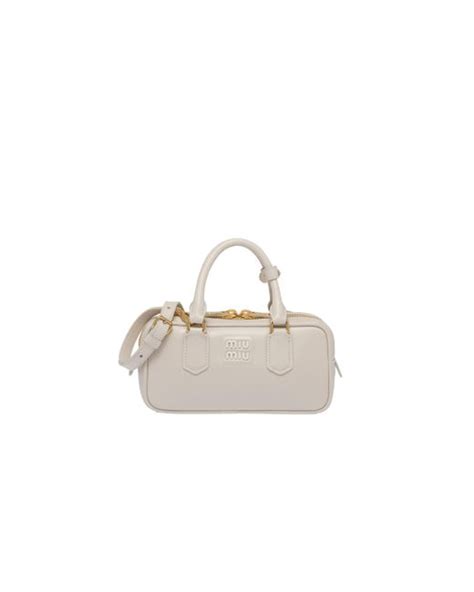 miu miu cracked leather bag|Chalk White Arcadie Leather Bag .